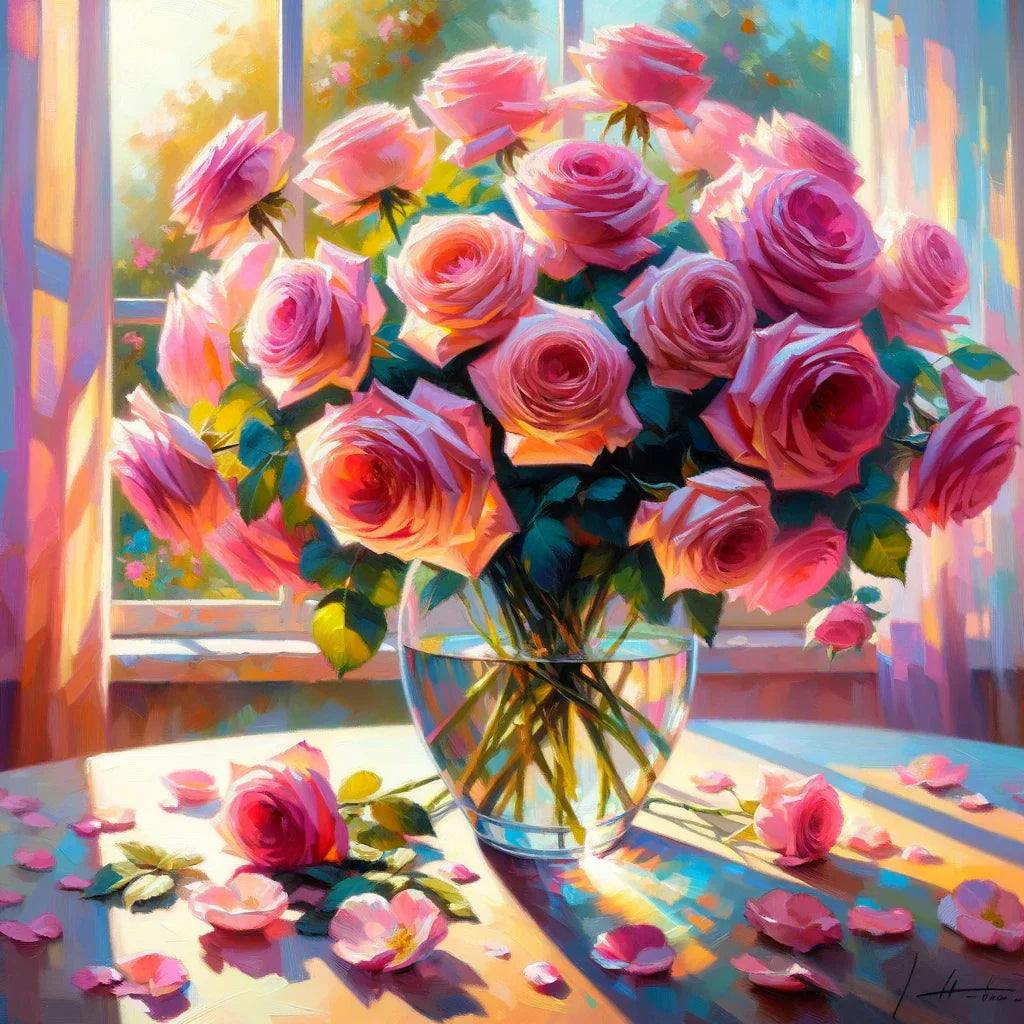 "Sunlit Rose Bouquet" Paint by Numbers Kit