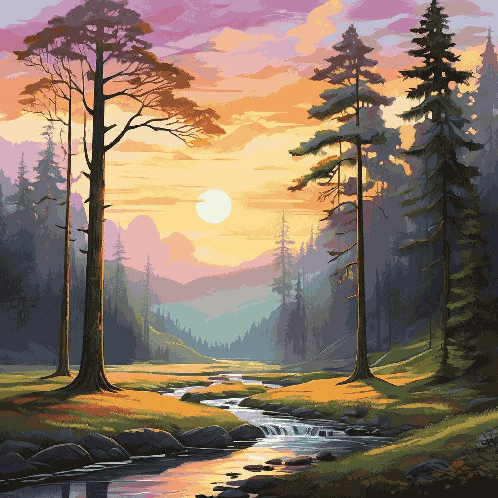 "Sunlit Woodland Stream" Paint by Numbers Kit