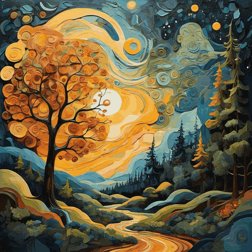 "Whimsical Autumn Night" Paint by Numbers Kit