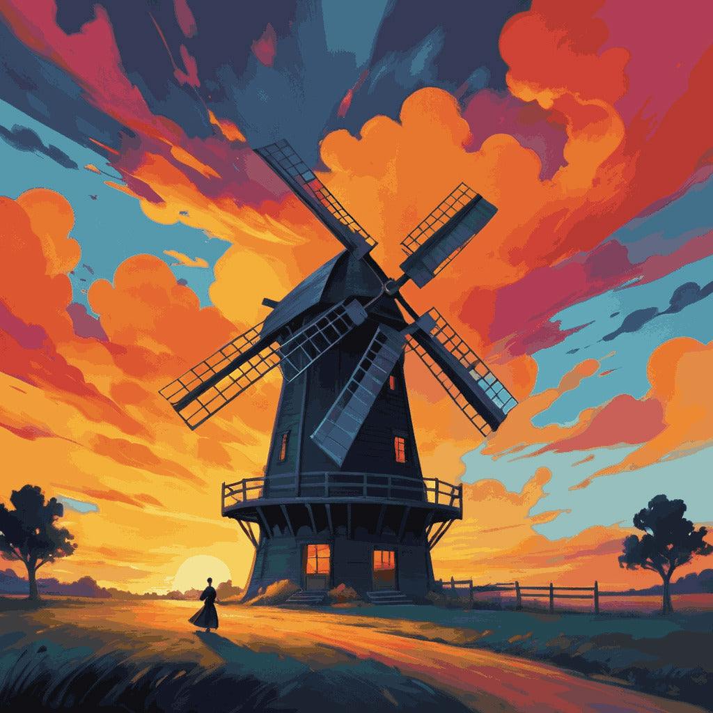 "Sunset Windmill" Paint by Numbers Kit
