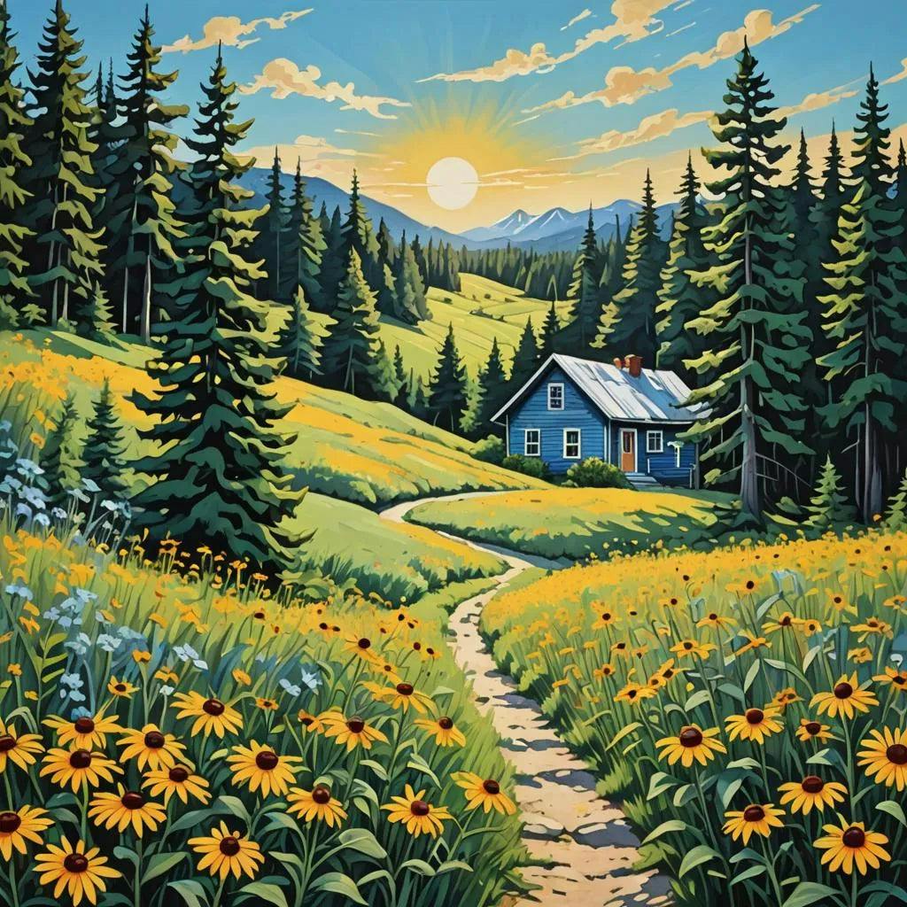 "Sunset Meadow Retreat" Paint by Numbers Kit