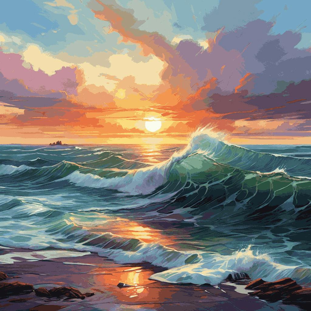 "Sunset Ocean Waves" Paint by Numbers Kit