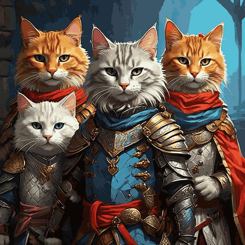 "Noble Knight Cats" Paint by Numbers Kit