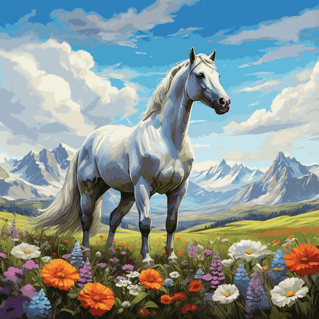 "Majestic White Stallion" Paint by Numbers Kit