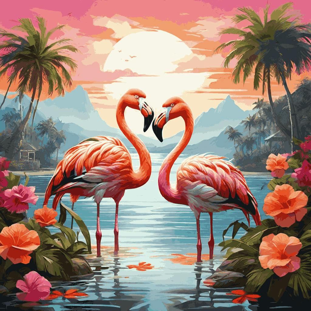 "Flamingo Sunset Paradise" Paint by Numbers Kit