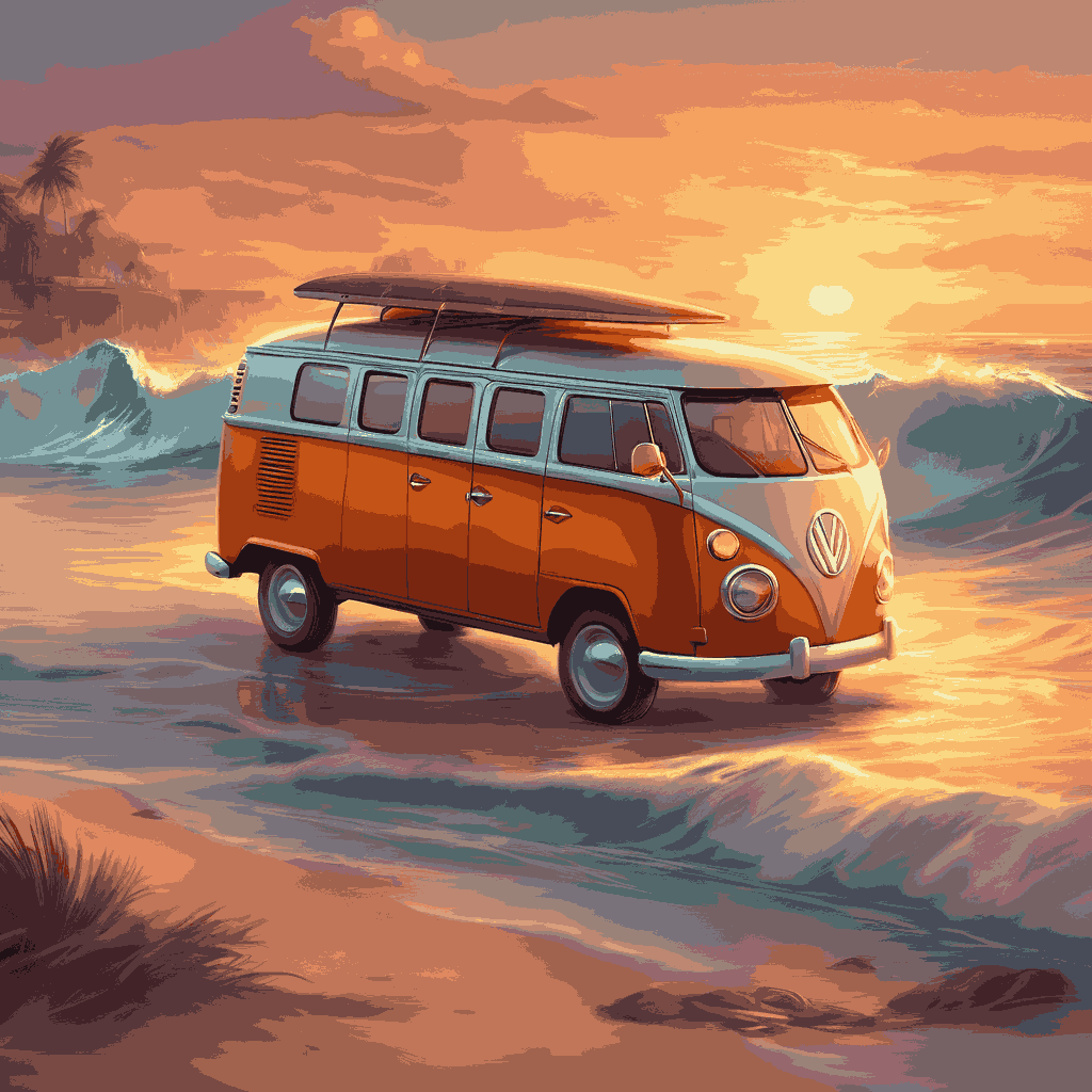 "Sunset Surfers Van" Paint by Numbers Kit NO. 2