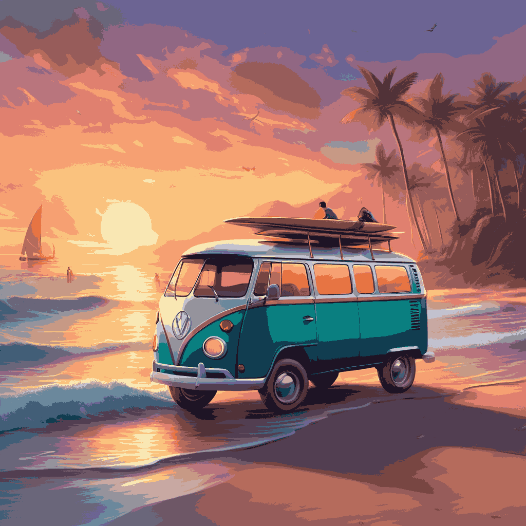 "Sunset Surfers Van" Paint by Numbers Kit