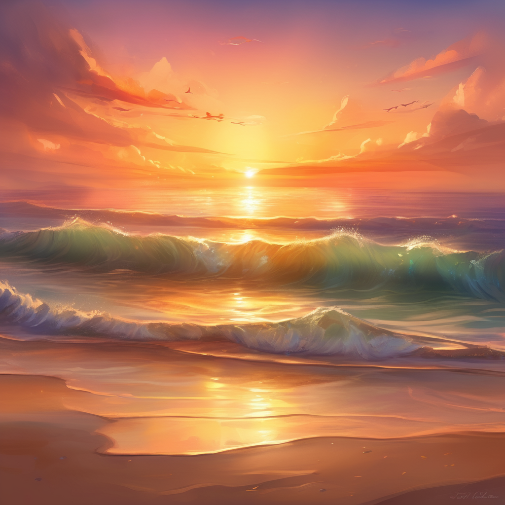 "Sunset Serenity Waves" Paint by Numbers Kit