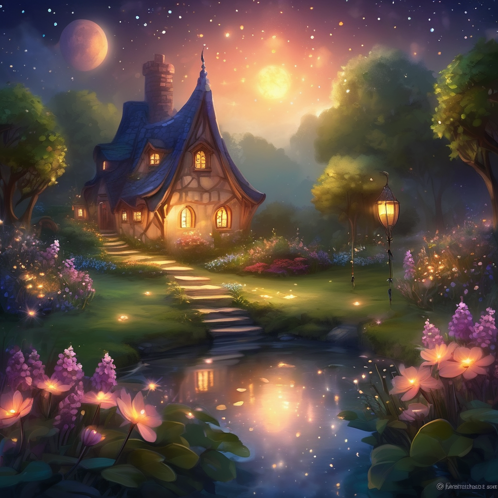 "Moonlit Garden Cottage" Paint by Numbers Kit